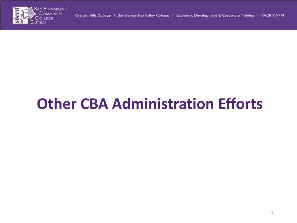 other cba administration efforts