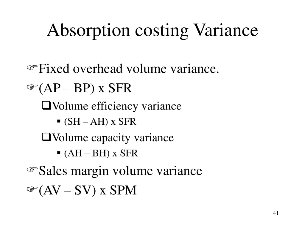 absorption costing variance