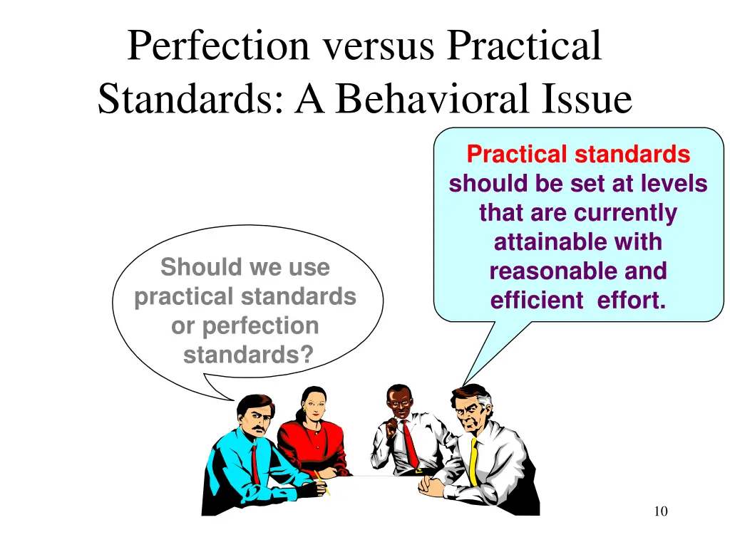 perfection versus practical standards