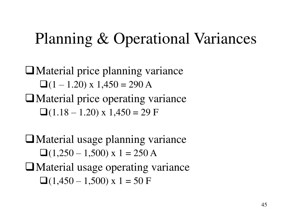 planning operational variances