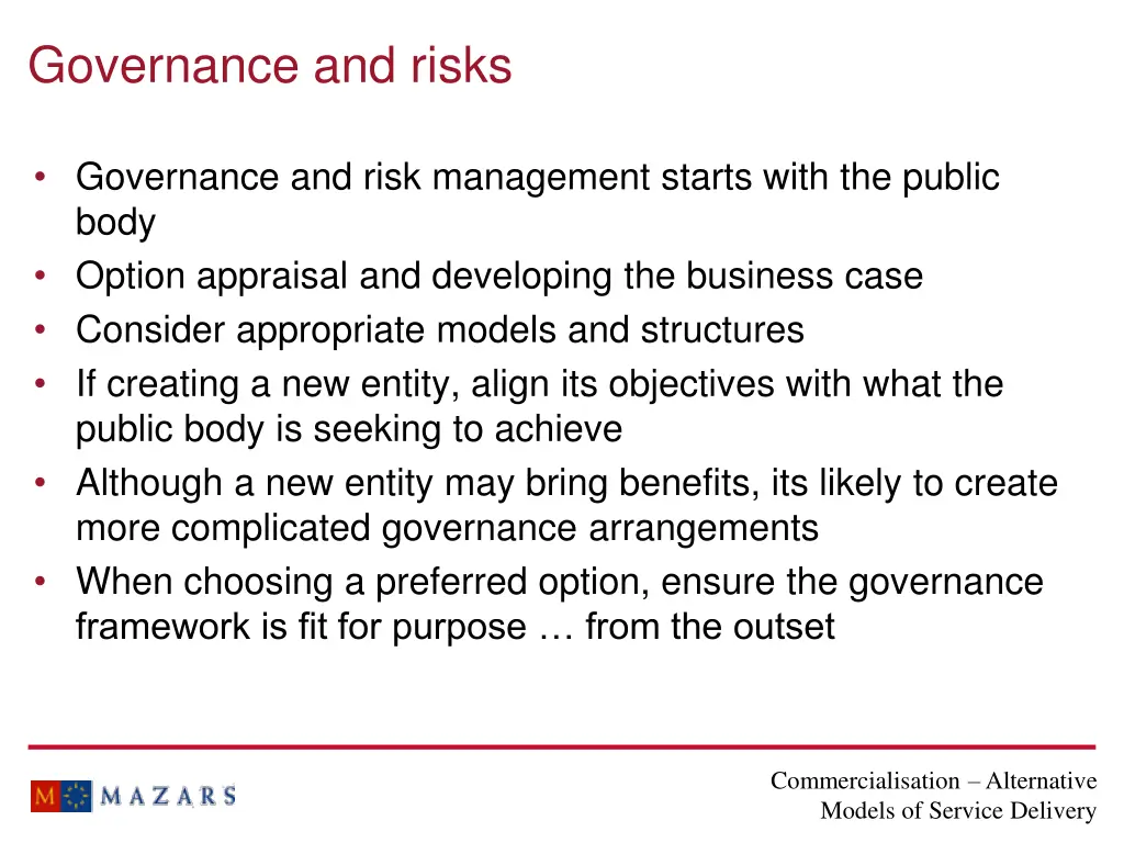 governance and risks