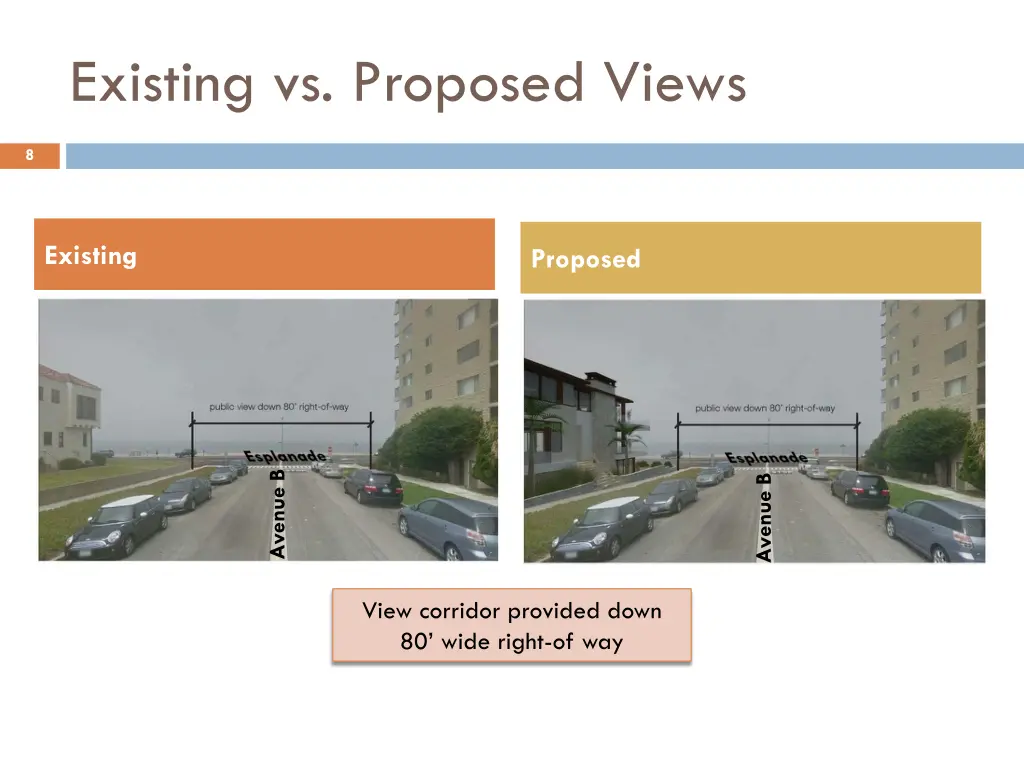 existing vs proposed views