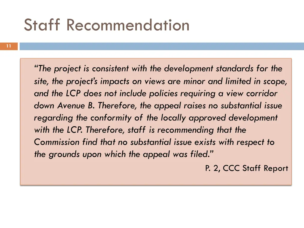 staff recommendation