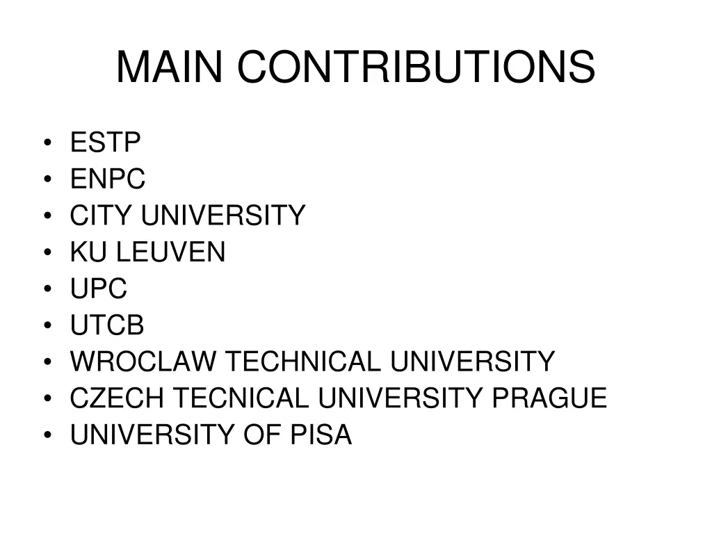 main contributions