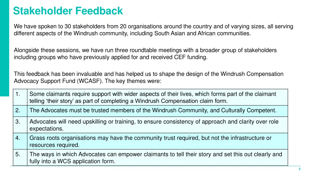 stakeholder feedback