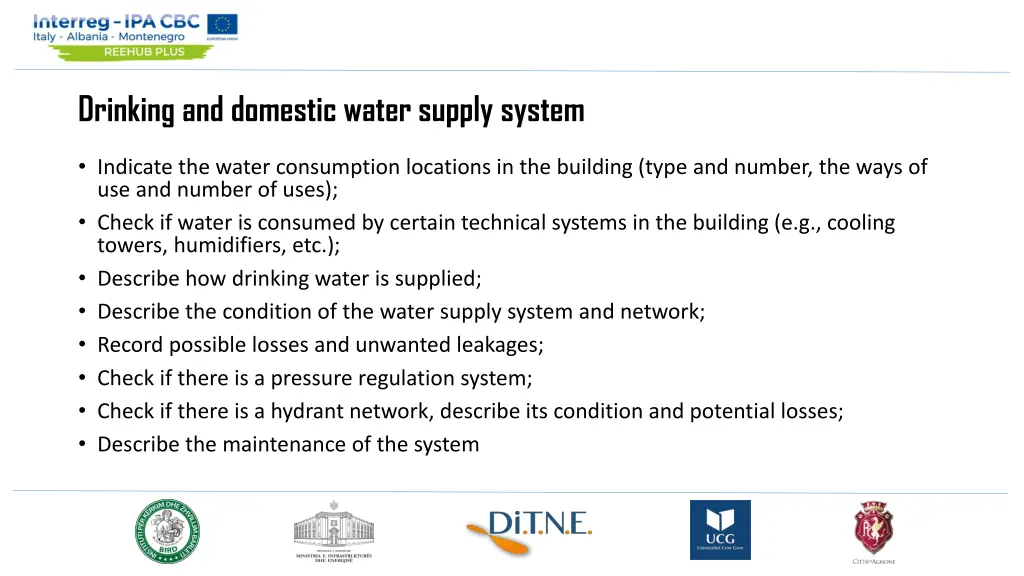 drinking and domestic water supply system