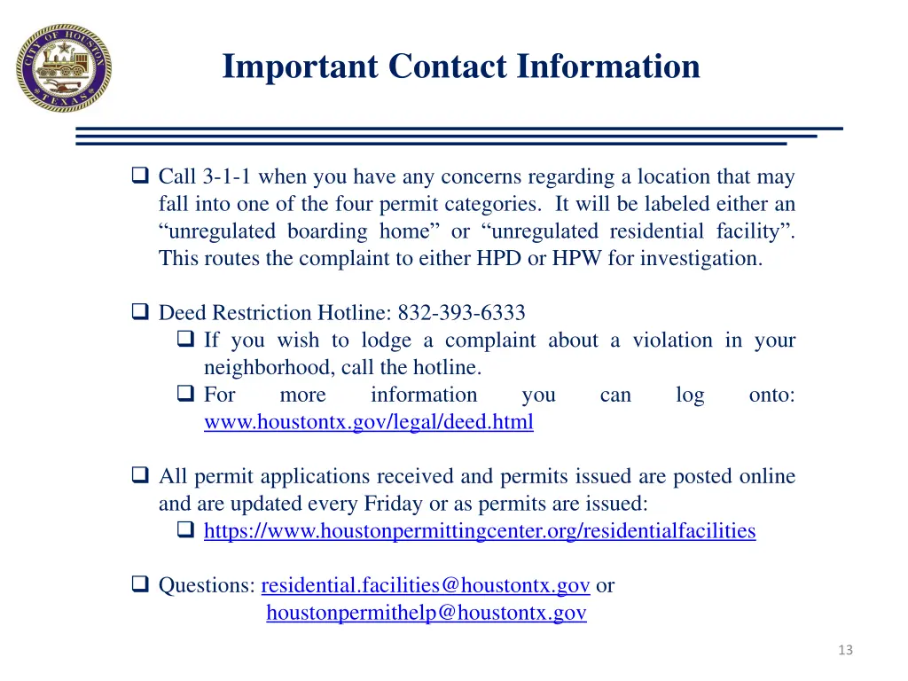 important contact information