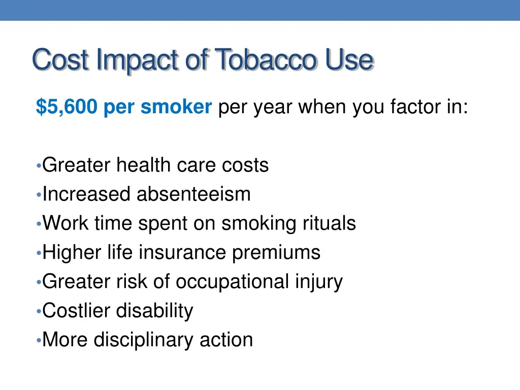 cost impact of tobacco use