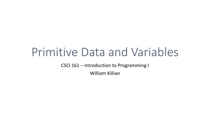 primitive data and variables