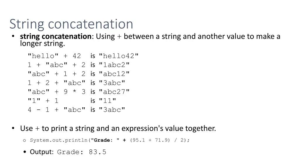 string concatenation string concatenation using