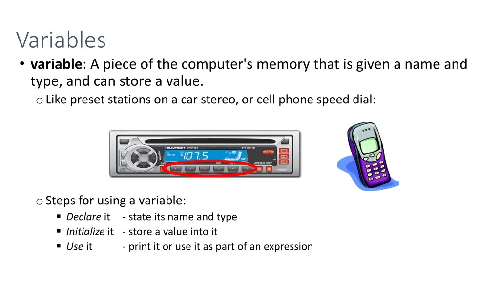 variables variable a piece of the computer