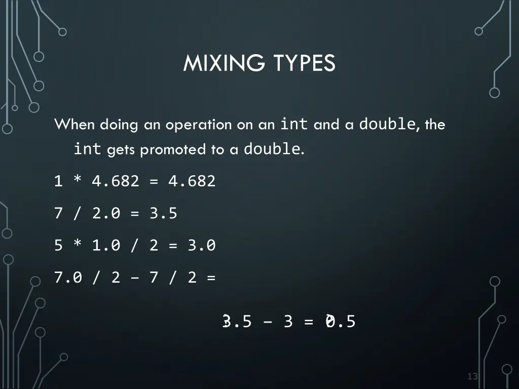 mixing types