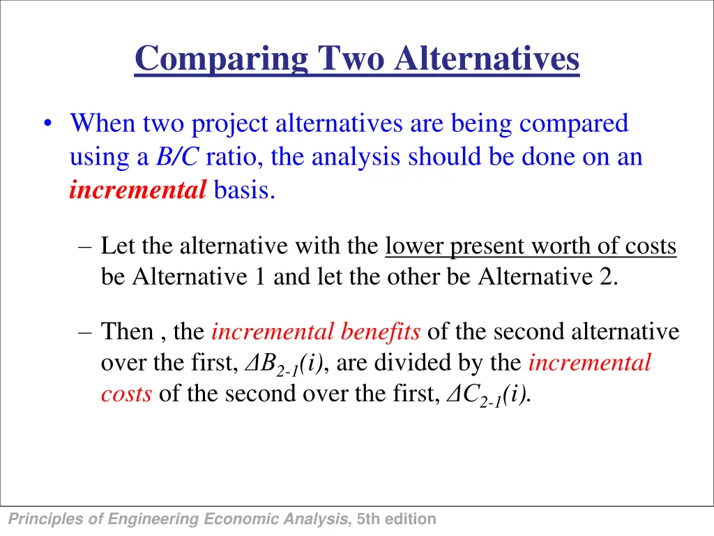 comparing two alternatives