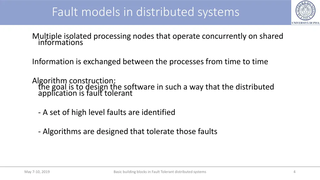 fault models in distributed systems