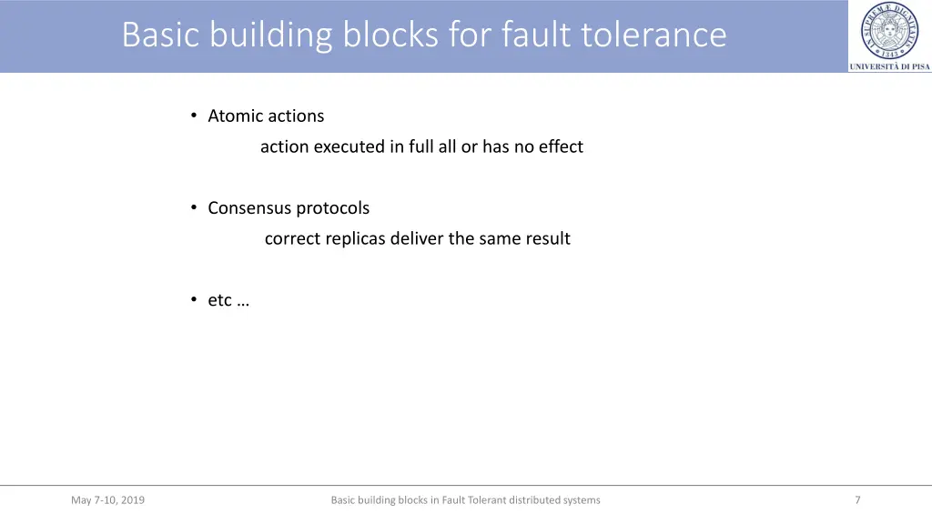 basic building blocks for fault tolerance