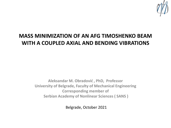 mass minimization of an afg timoshenko beam with