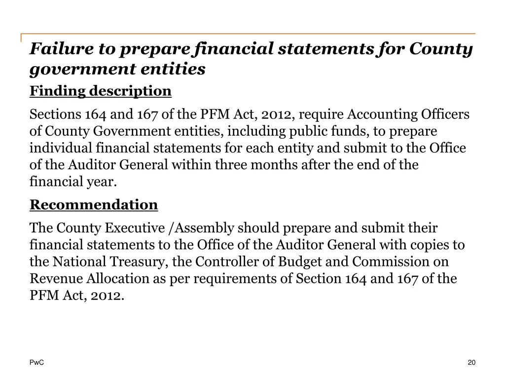 failure to prepare financial statements