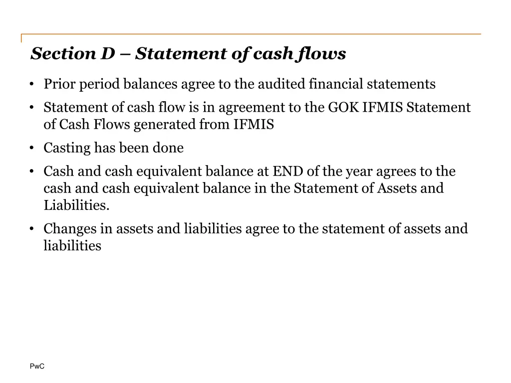 section d statement of cash flows