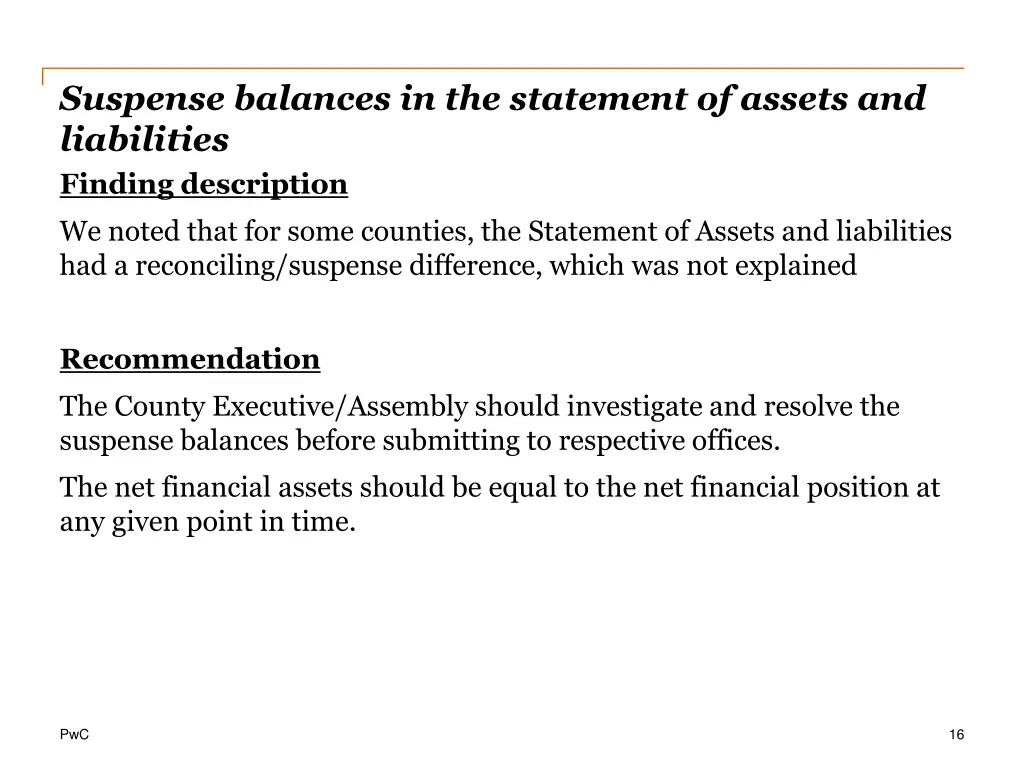 suspense balances in the statement of assets
