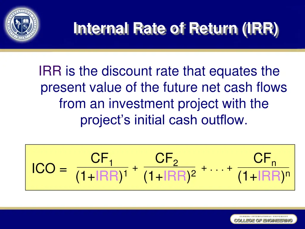 internal rate of return irr