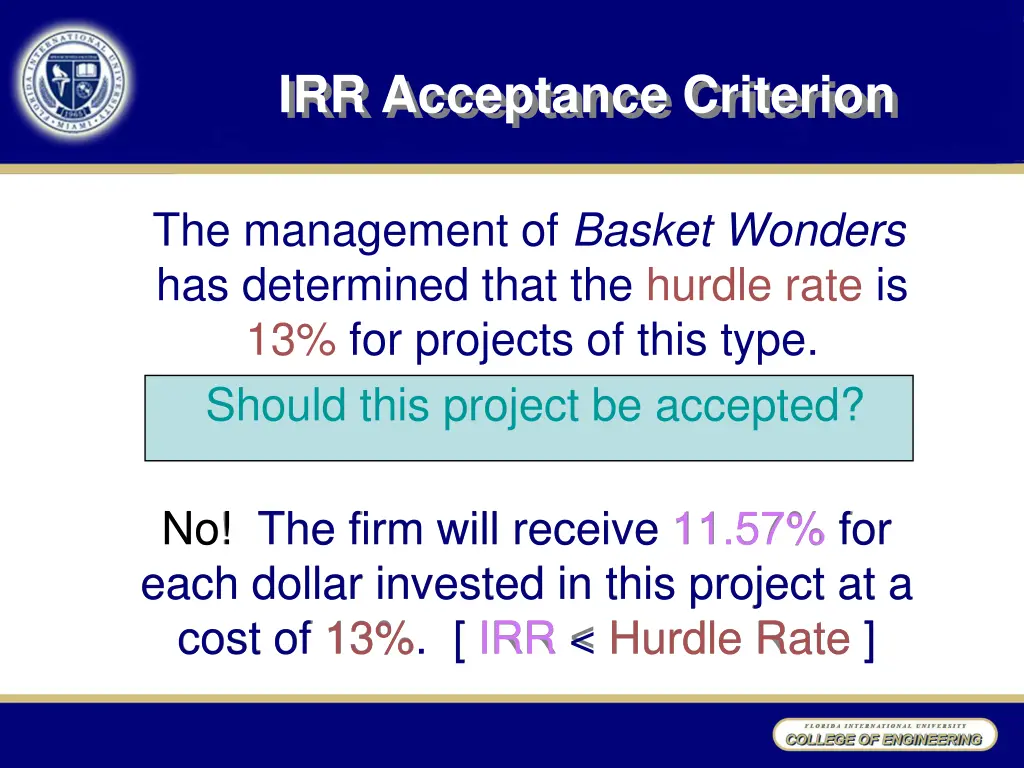 irr acceptance criterion