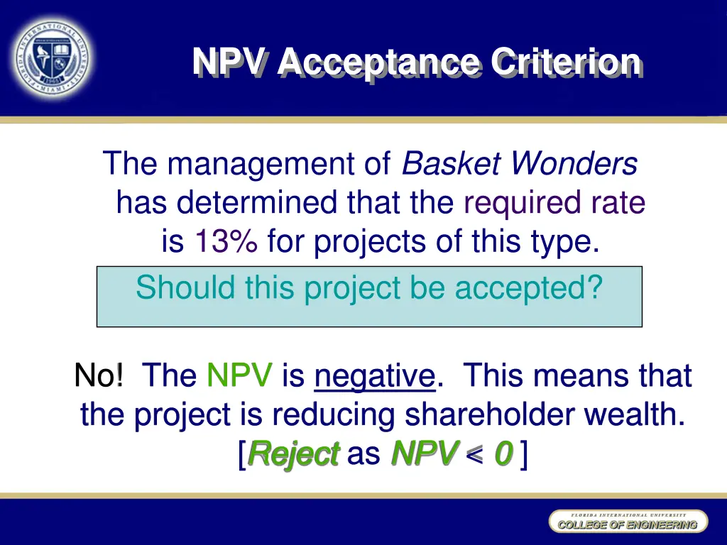 npv acceptance criterion