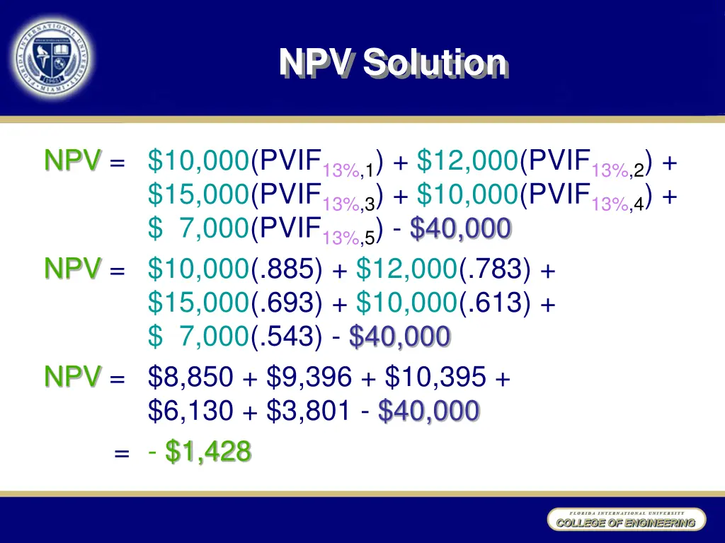 npv solution 1