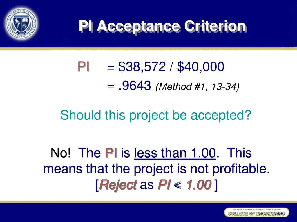 pi acceptance criterion
