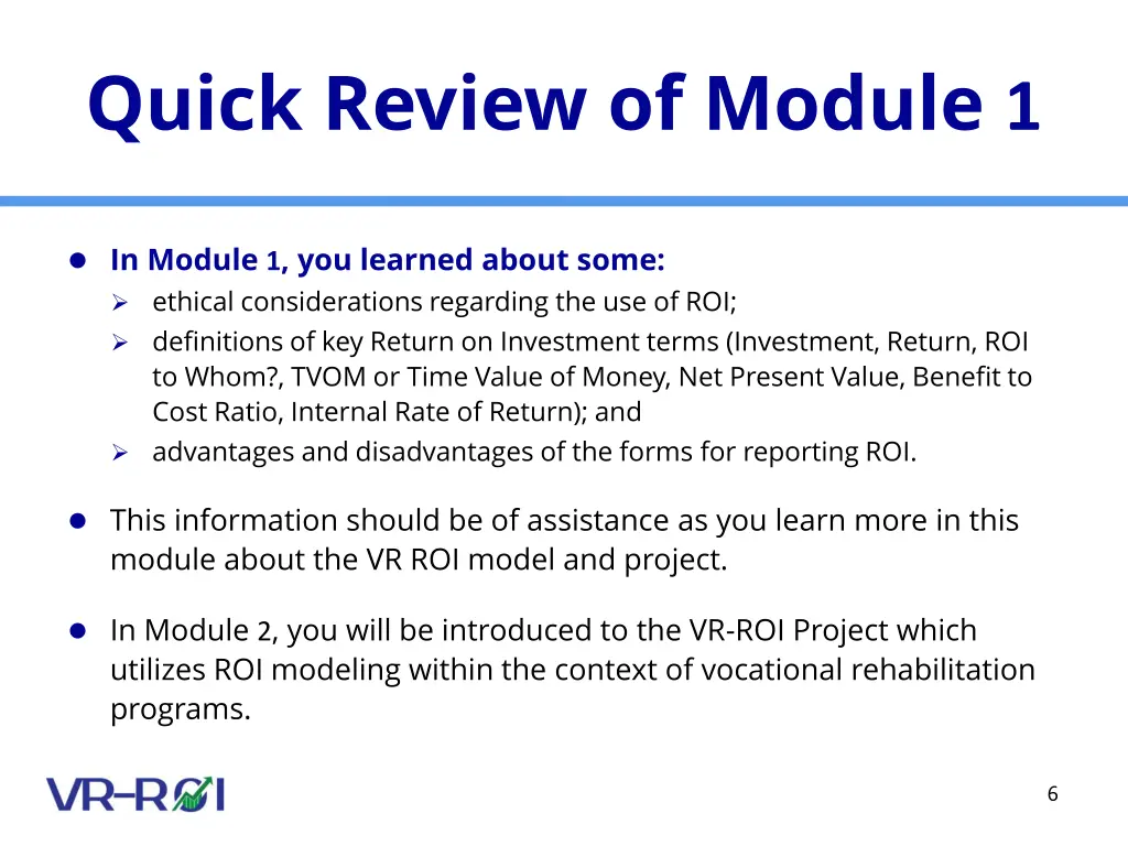 quick review of module 1