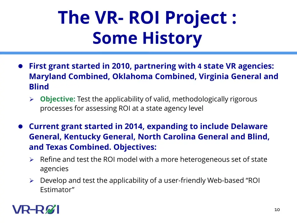 the vr roi project some history