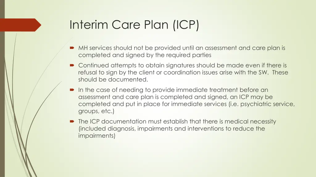 interim care plan icp