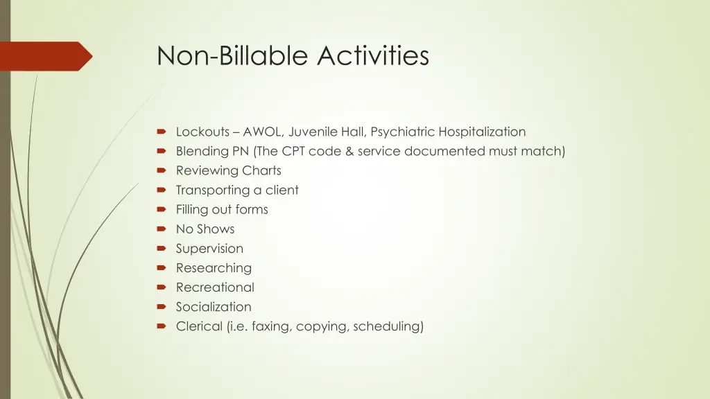 non billable activities