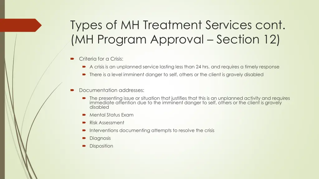 types of mh treatment services cont mh program 1