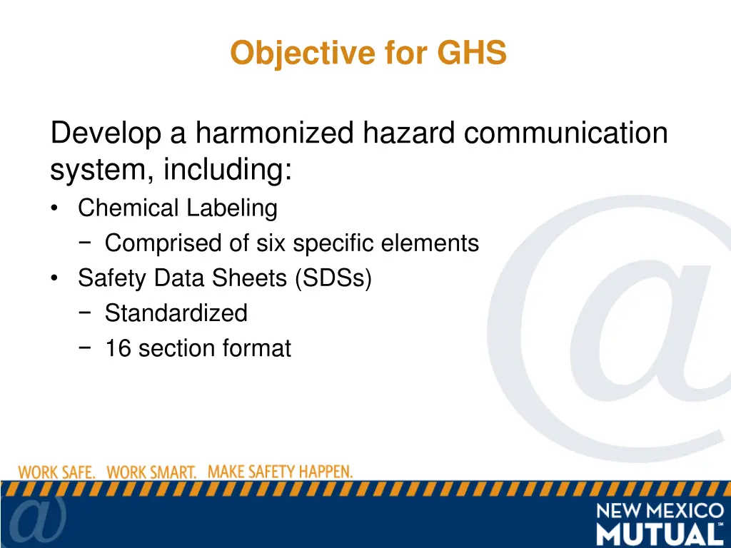 objective for ghs