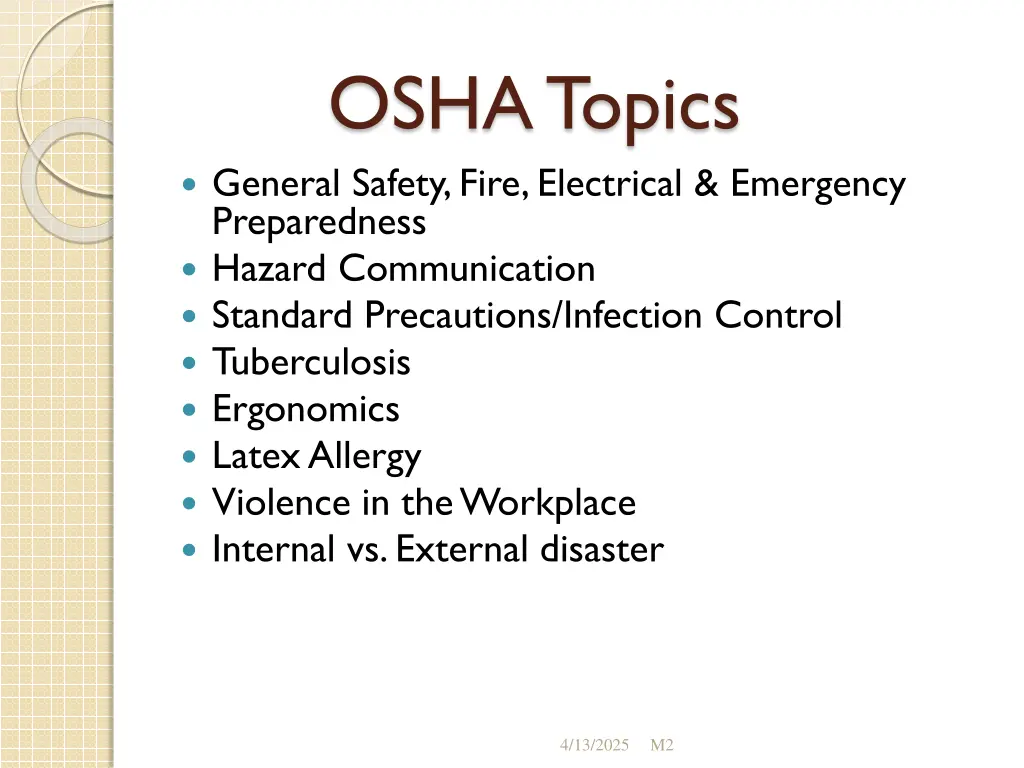 osha topics general safety fire electrical