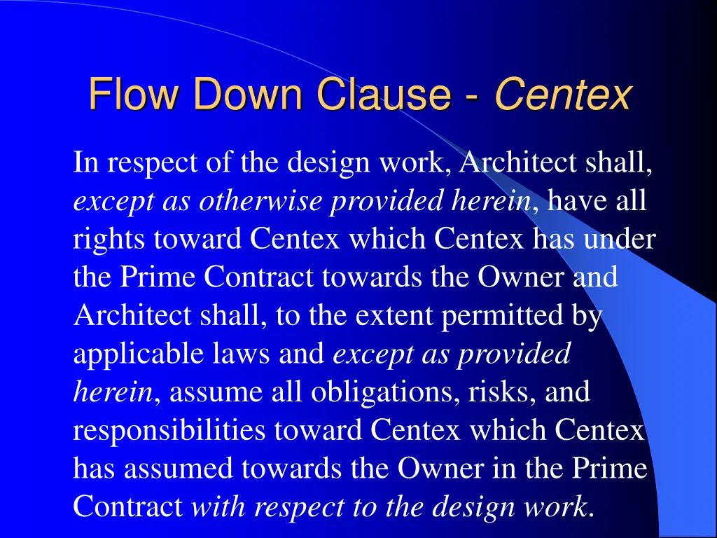 flow down clause centex