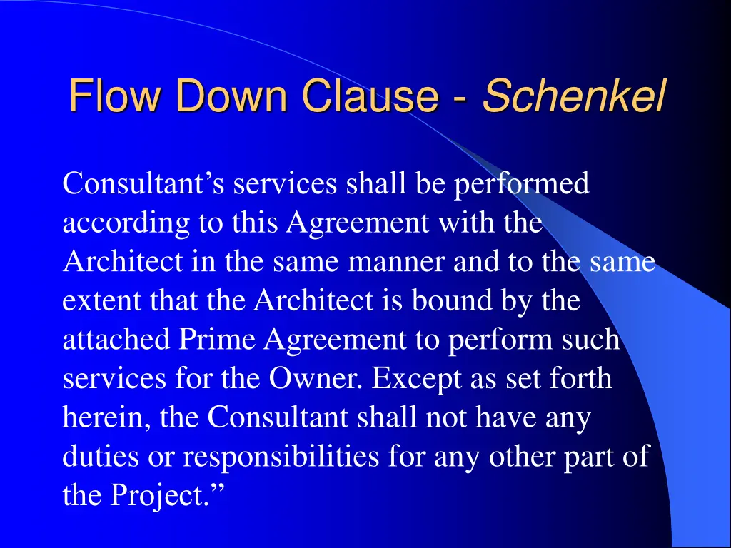 flow down clause schenkel