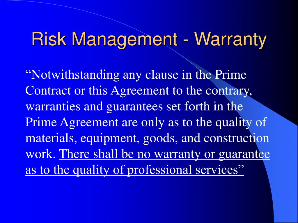 risk management warranty 1