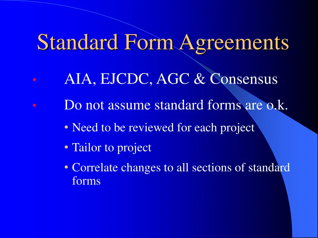 standard form agreements