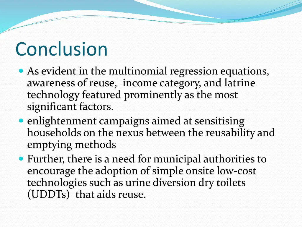 conclusion as evident in the multinomial
