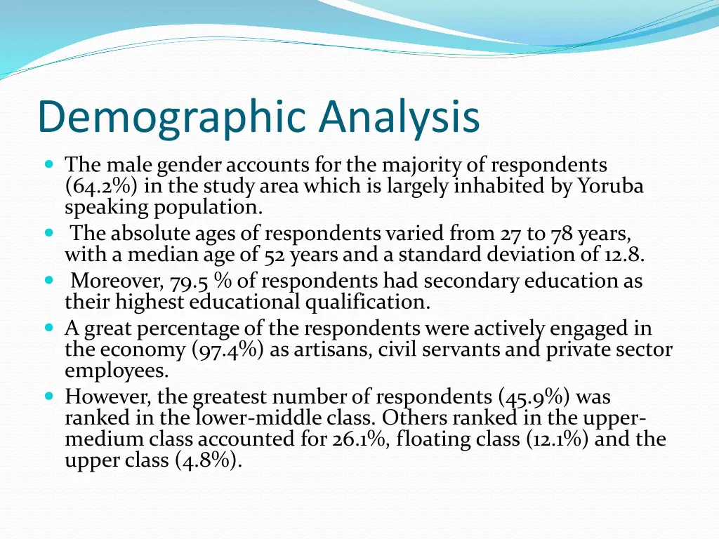 demographic analysis the male gender accounts