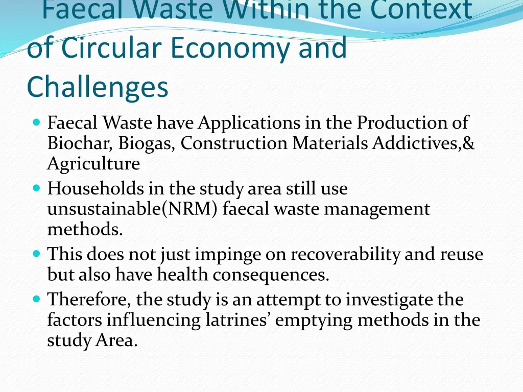 faecal waste within the context of circular