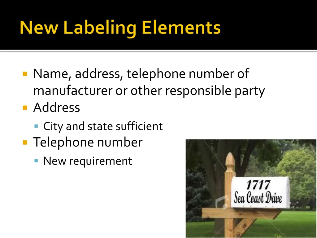 name address telephone number of manufacturer