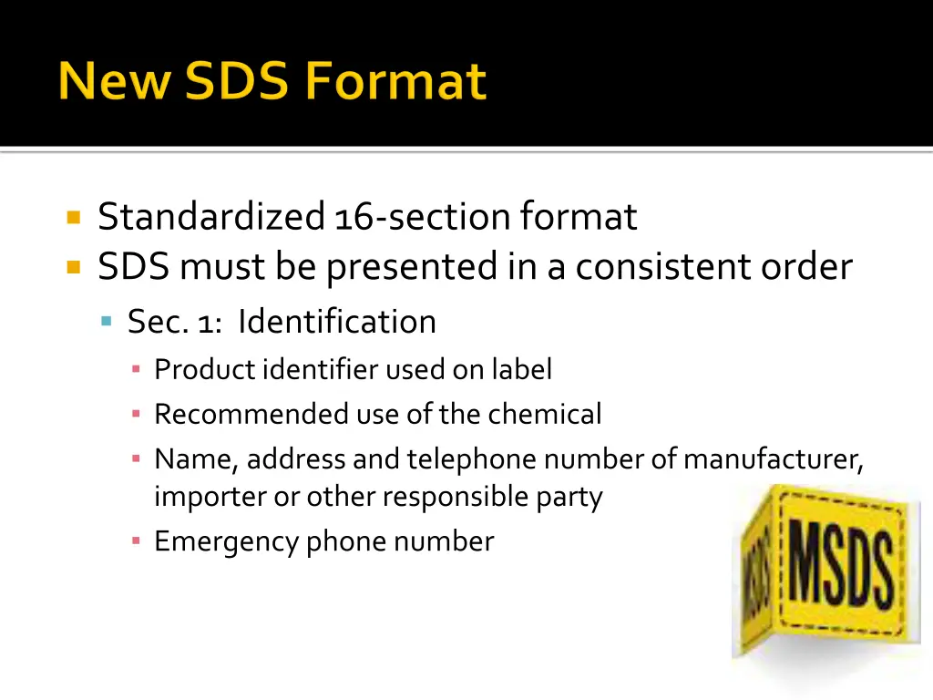 standardized 16 section format sds must