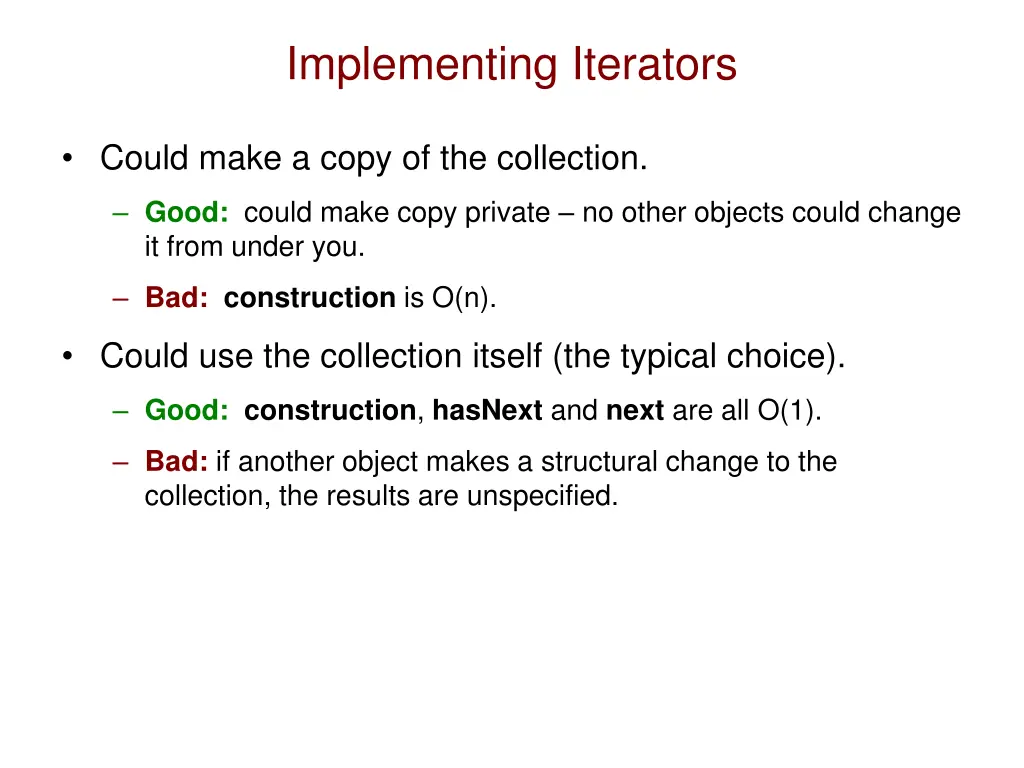 implementing iterators