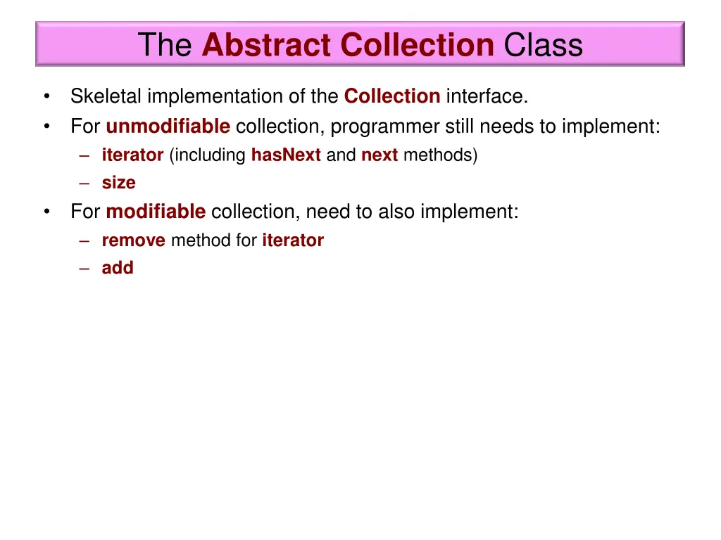the abstract collection class