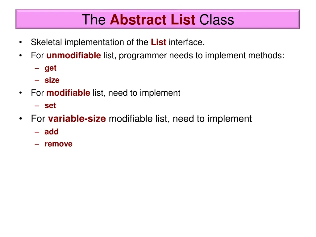the abstract list class