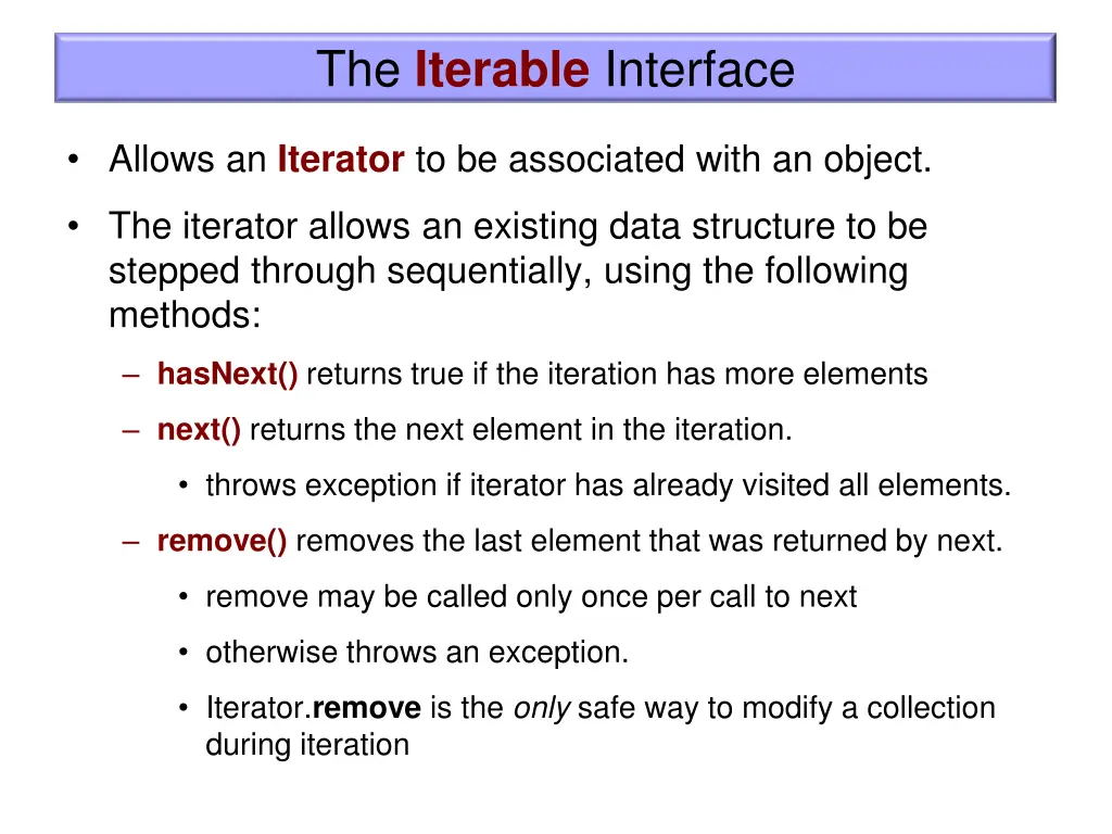 the iterable interface