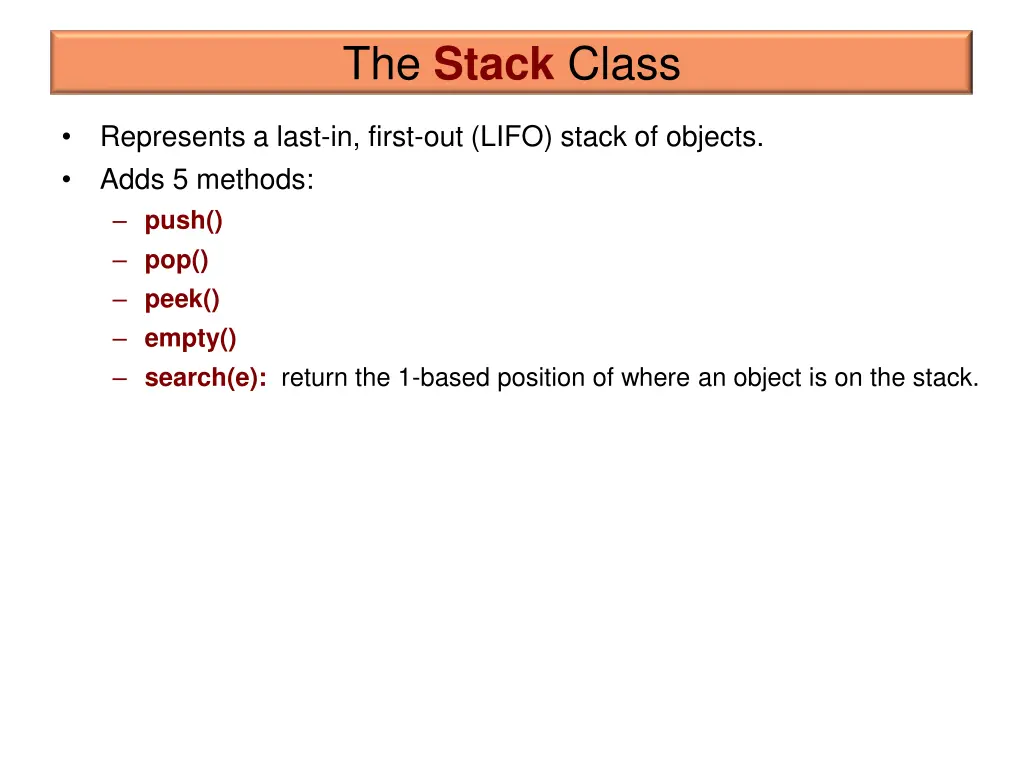 the stack class