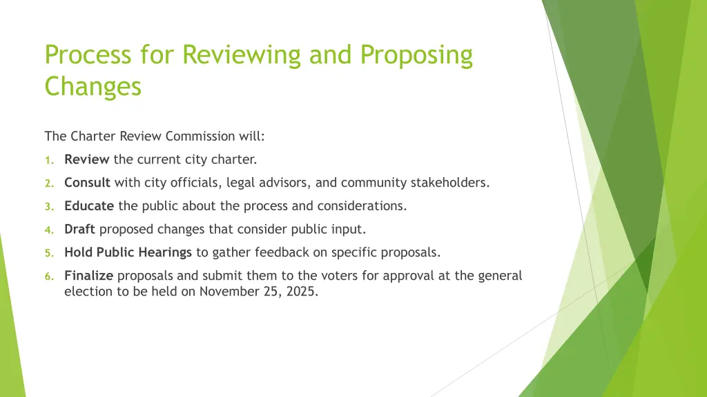 process for reviewing and proposing changes